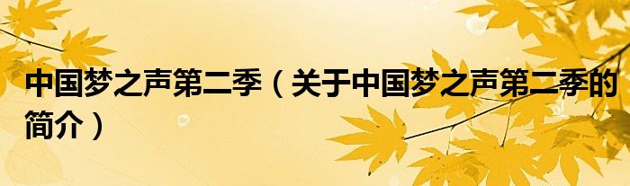 中國夢(mèng)之聲第二季（關(guān)于中國夢(mèng)之聲第二季的簡介）