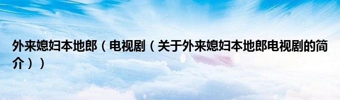 外來媳婦本地郎（電視?。P于外來媳婦本地郎電視劇的簡介））