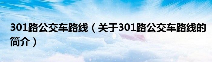 301路公交車路線（關(guān)于301路公交車路線的簡(jiǎn)介）