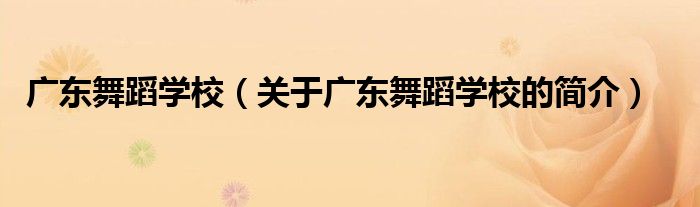 廣東舞蹈學(xué)校（關(guān)于廣東舞蹈學(xué)校的簡(jiǎn)介）