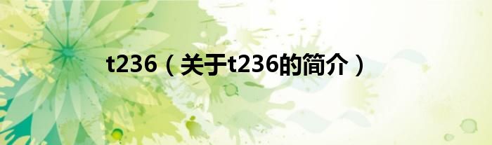 t236（關(guān)于t236的簡介）