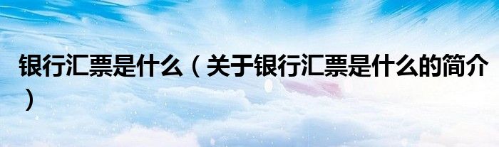 銀行匯票是什么（關(guān)于銀行匯票是什么的簡介）