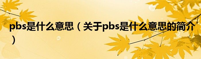 pbs是什么意思（關(guān)于pbs是什么意思的簡(jiǎn)介）