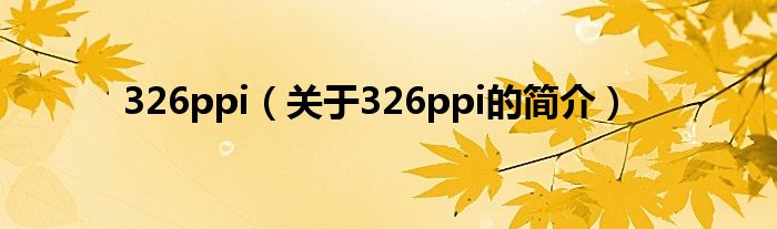 326ppi（關(guān)于326ppi的簡介）