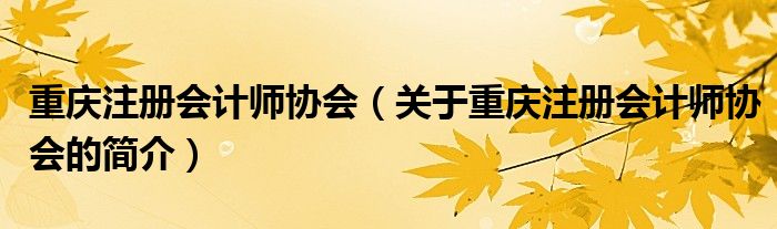 重慶注冊會計師協(xié)會（關(guān)于重慶注冊會計師協(xié)會的簡介）