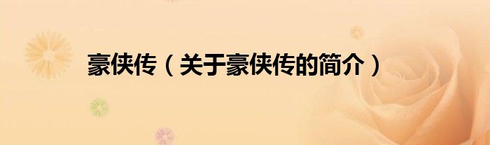 豪俠傳（關(guān)于豪俠傳的簡介）