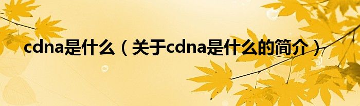 cdna是什么（關(guān)于cdna是什么的簡介）