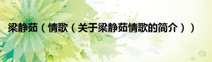 梁靜茹（情歌（關(guān)于梁靜茹情歌的簡(jiǎn)介））