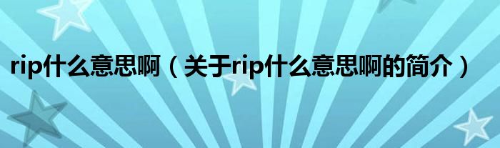 rip什么意思?。P(guān)于rip什么意思啊的簡(jiǎn)介）