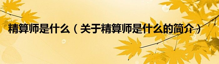 精算師是什么（關(guān)于精算師是什么的簡(jiǎn)介）