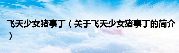 飛天少女豬事?。P(guān)于飛天少女豬事丁的簡(jiǎn)介）