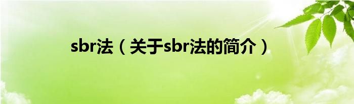 sbr法（關(guān)于sbr法的簡介）