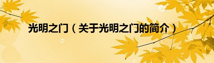 光明之門（關(guān)于光明之門的簡(jiǎn)介）