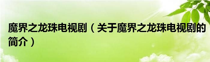 魔界之龍珠電視?。P(guān)于魔界之龍珠電視劇的簡介）