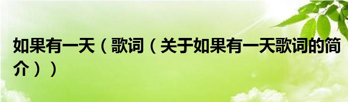 如果有一天（歌詞（關(guān)于如果有一天歌詞的簡(jiǎn)介））