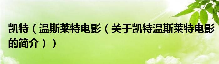 凱特（溫斯萊特電影（關(guān)于凱特溫斯萊特電影的簡介））