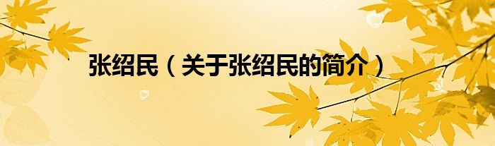 張紹民（關(guān)于張紹民的簡(jiǎn)介）