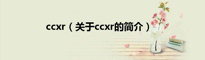 ccxr（關(guān)于ccxr的簡(jiǎn)介）