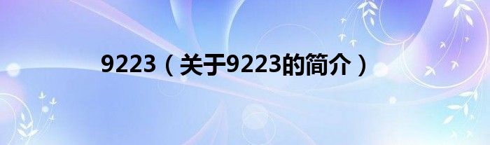 9223（關(guān)于9223的簡(jiǎn)介）