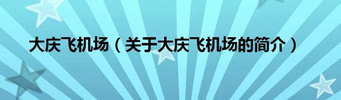 大慶飛機場（關(guān)于大慶飛機場的簡介）