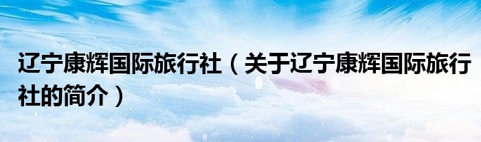 遼寧康輝國(guó)際旅行社（關(guān)于遼寧康輝國(guó)際旅行社的簡(jiǎn)介）