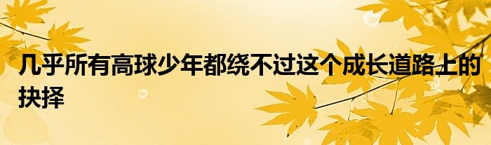 幾乎所有高球少年都繞不過(guò)這個(gè)成長(zhǎng)道路上的抉擇