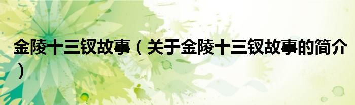 金陵十三釵故事（關(guān)于金陵十三釵故事的簡(jiǎn)介）