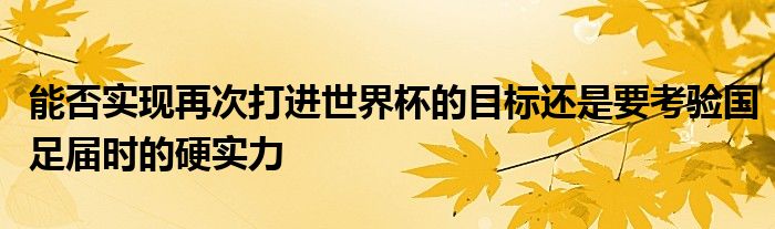 能否實現(xiàn)再次打進(jìn)世界杯的目標(biāo)還是要考驗國足屆時的硬實力