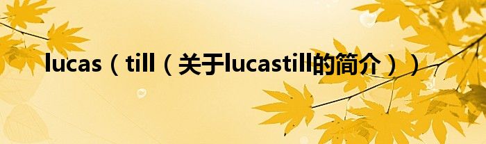 lucas（till（關(guān)于lucastill的簡(jiǎn)介））