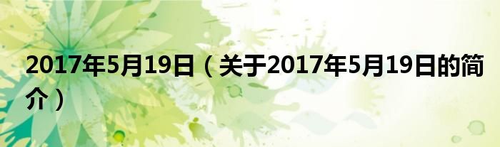 2017年5月19日（關(guān)于2017年5月19日的簡介）