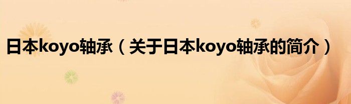 日本koyo軸承（關(guān)于日本koyo軸承的簡(jiǎn)介）