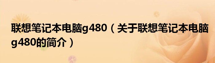 聯想筆記本電腦g480（關于聯想筆記本電腦g480的簡介）