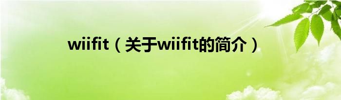 wiifit（關(guān)于wiifit的簡(jiǎn)介）