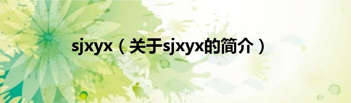 sjxyx（關(guān)于sjxyx的簡介）