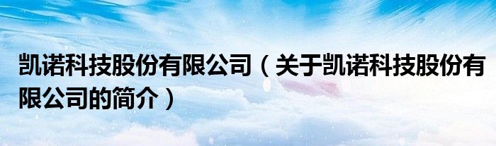 凱諾科技股份有限公司（關(guān)于凱諾科技股份有限公司的簡(jiǎn)介）