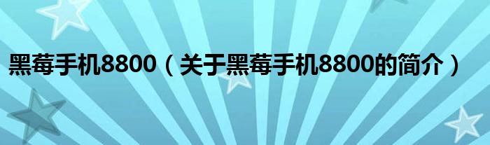 黑莓手機8800（關(guān)于黑莓手機8800的簡介）