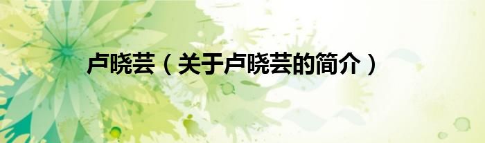 盧曉蕓（關(guān)于盧曉蕓的簡(jiǎn)介）