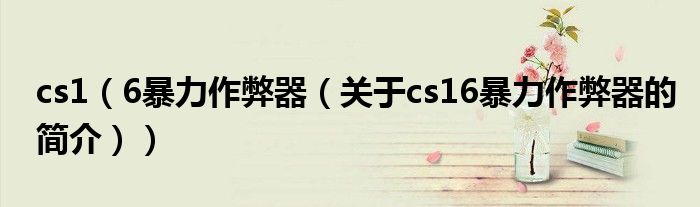 cs1（6暴力作弊器（關(guān)于cs16暴力作弊器的簡(jiǎn)介））