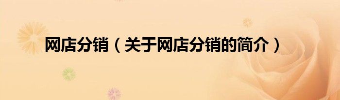 網(wǎng)店分銷（關(guān)于網(wǎng)店分銷的簡介）