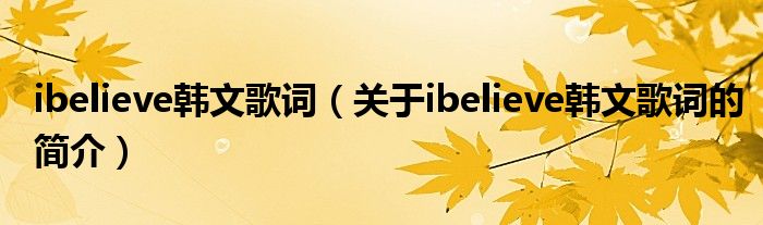 ibelieve韓文歌詞（關(guān)于ibelieve韓文歌詞的簡介）