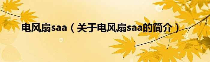 電風(fēng)扇saa（關(guān)于電風(fēng)扇saa的簡(jiǎn)介）