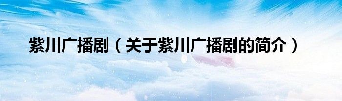 紫川廣播?。P(guān)于紫川廣播劇的簡介）