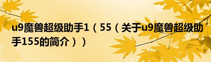 u9魔獸超級助手1（55（關于u9魔獸超級助手155的簡介））