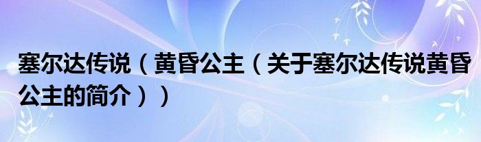 塞爾達(dá)傳說（黃昏公主（關(guān)于塞爾達(dá)傳說黃昏公主的簡介））