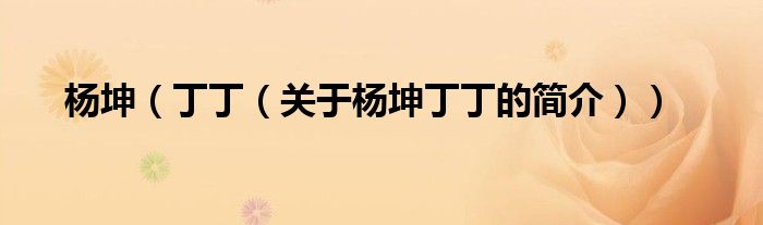 楊坤（丁?。P(guān)于楊坤丁丁的簡(jiǎn)介））