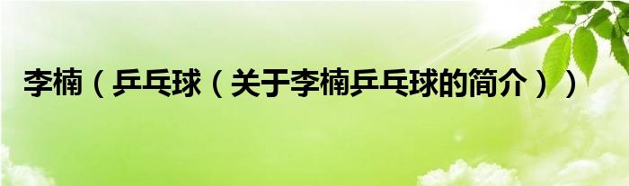 李楠（乒乓球（關(guān)于李楠乒乓球的簡介））