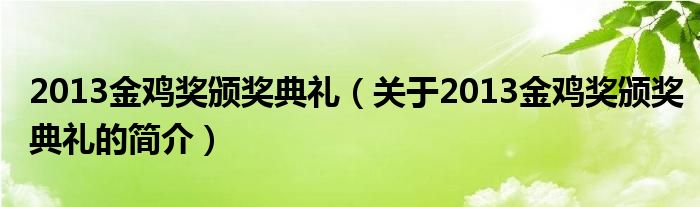 2013金雞獎頒獎典禮（關(guān)于2013金雞獎頒獎典禮的簡介）