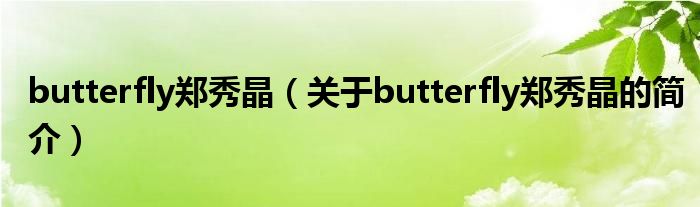 butterfly鄭秀晶（關(guān)于butterfly鄭秀晶的簡介）