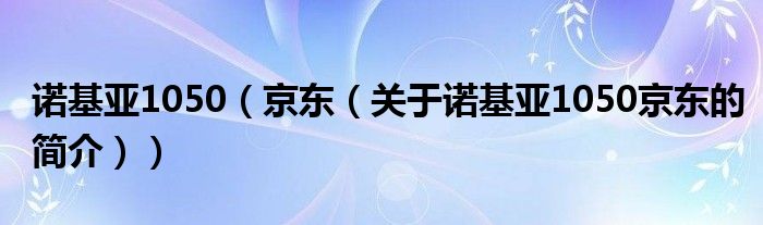 諾基亞1050（京東（關(guān)于諾基亞1050京東的簡介））