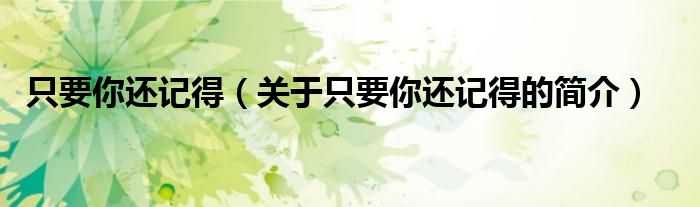 只要你還記得（關(guān)于只要你還記得的簡(jiǎn)介）